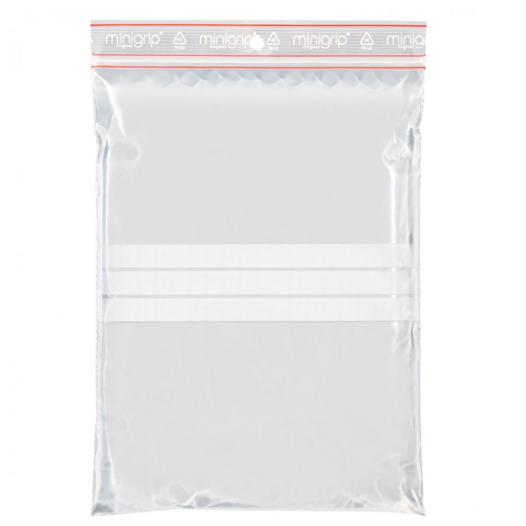 Sachets plastique minigrip avec bandes blanches