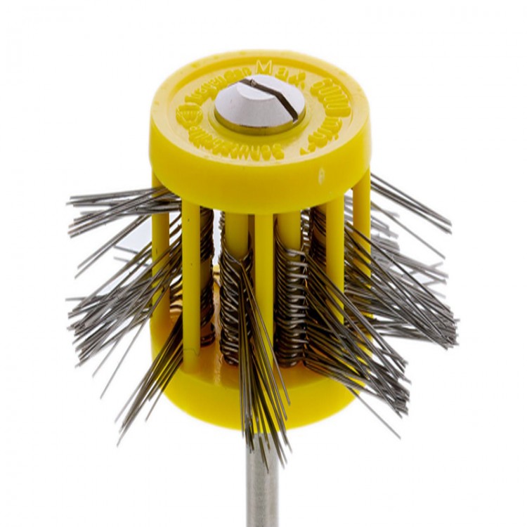 Brosse sur tige à satiner fils acier 20/40/12 mm