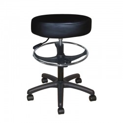 Tabouret assise noir rembourrée avec repose pied